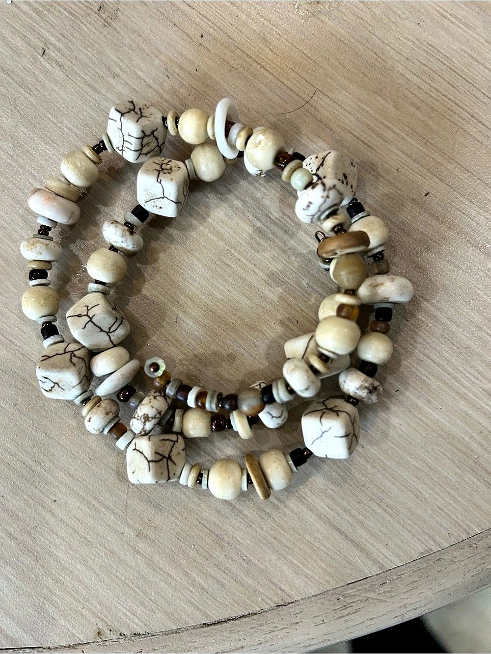 Cream & Brown Beaded Bracelet